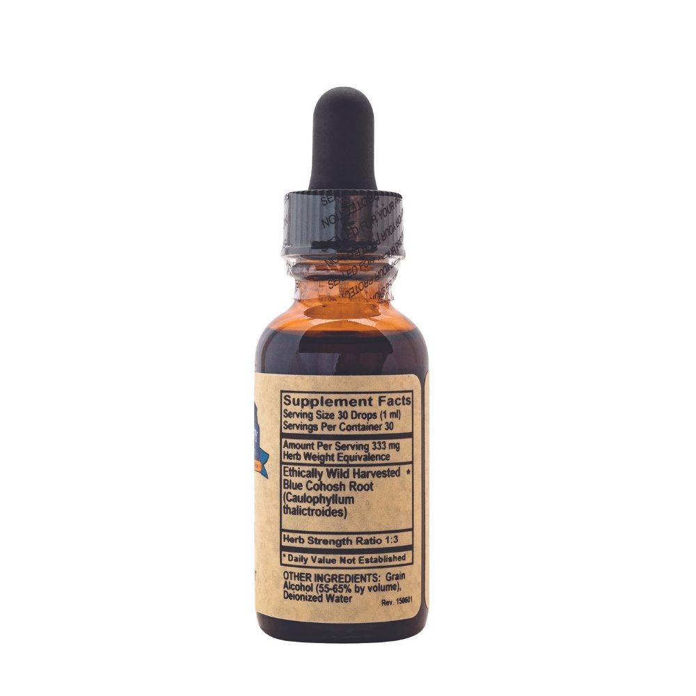 Blue Cohosh herbal remedy tincture bottle with dropper.