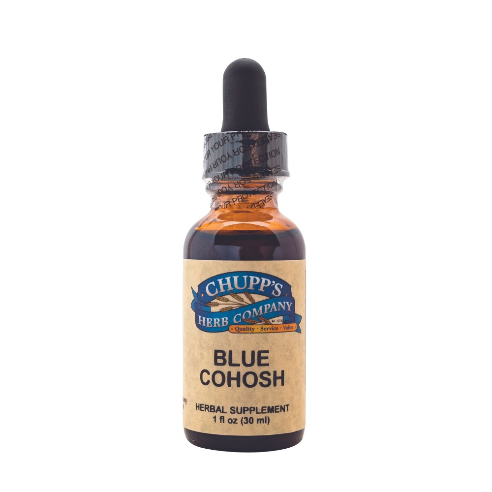 Blue Cohosh herbal remedy bottle from Chupp's Herb Company.