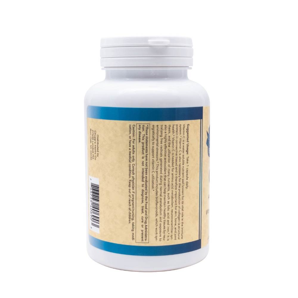 Vitamin C 1000 supplement bottle for antioxidant protection and health benefits.