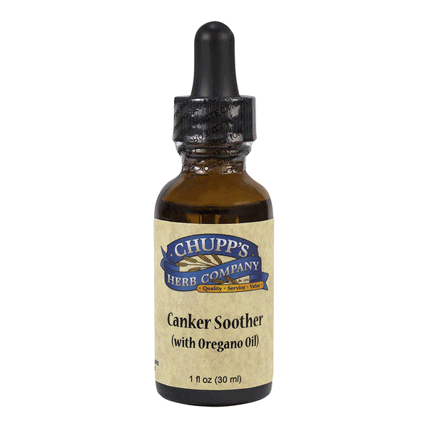 Canker Soother with oregano oil in amber dropper bottle for fast oral relief and inflammation support