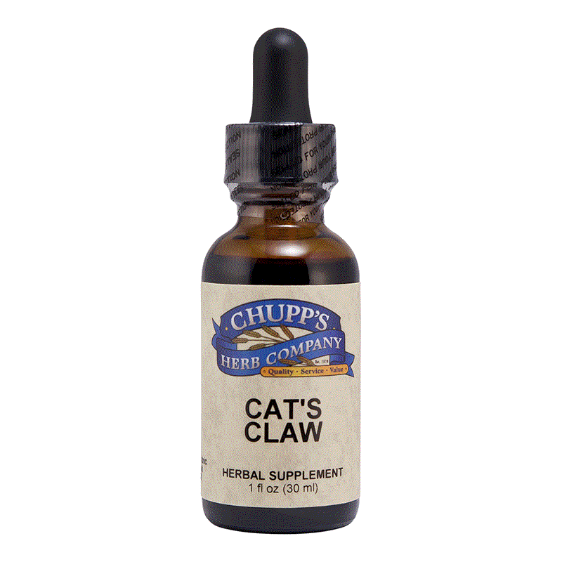 Chupp's Herb Company Cat's Claw Liquid herbal supplement for adrenal health and stress support in 1 fl oz bottle