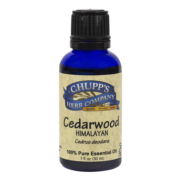 Cedarwood Himalayan essential oil bottle for clearing airways and supporting lung function, 100% pure, 1 fl oz