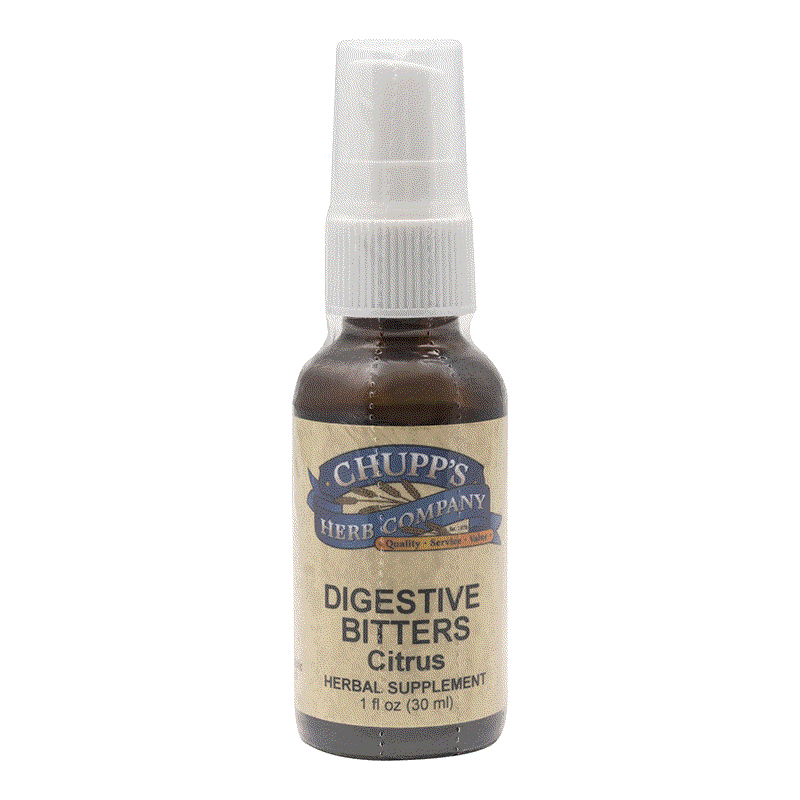 Digestive Bitters citrus herbal supplement spray supporting digestive enzymes by Chupp's Herb Company