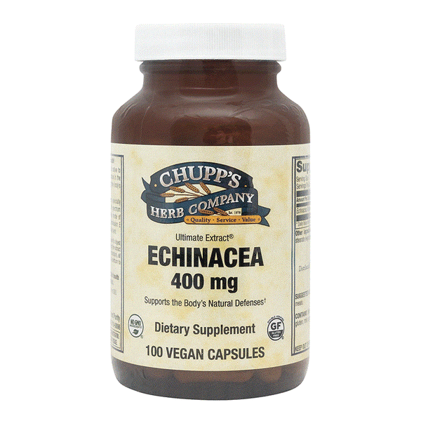 Chupp's Herb Company Echinacea 400mg vegan capsules dietary supplement supporting immune defense