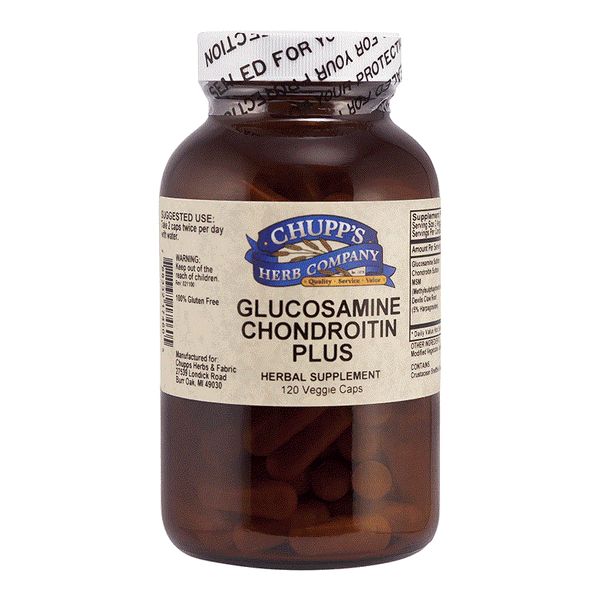 Glucosamine Chondroitin Plus joint supplement with MSM and Devils Claw, gluten-free, 120 veggie capsules