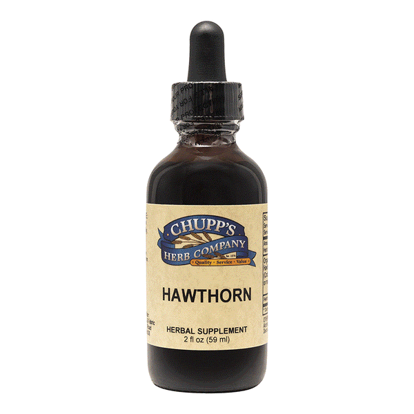 Hawthorn Liquid herbal supplement bottle with organic hawthorn extract for heart health and blood pressure support