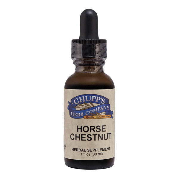 Chupp's Herb Company Horse Chestnut organic herbal liquid supplement bottle with dropper 1 fl oz