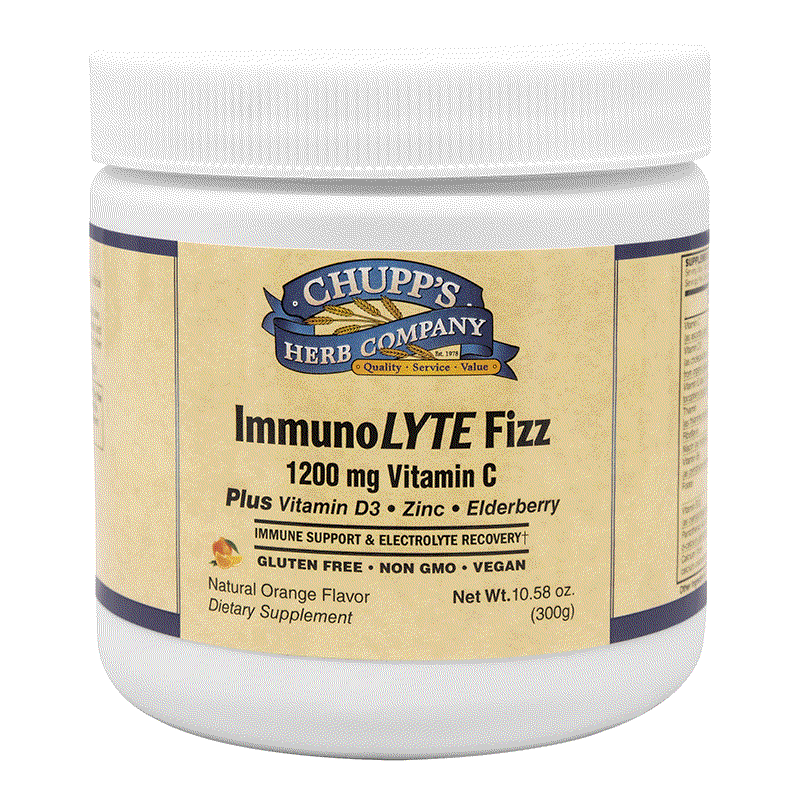 Immuno Lyte Fizz vitamin C supplement with vitamin D3, zinc, elderberry, natural orange flavor, gluten-free, vegan, 60 servings per jar