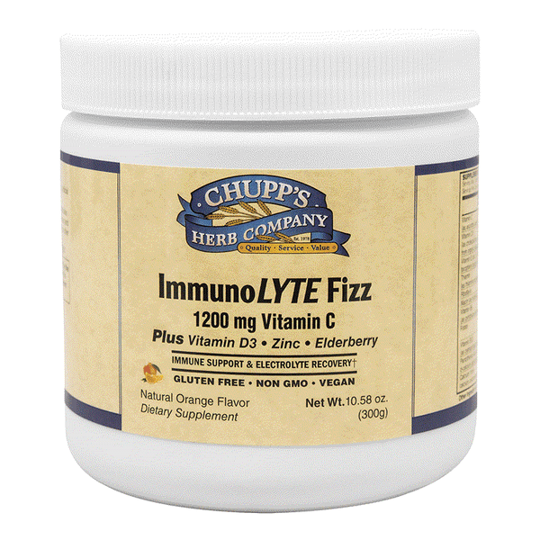 Immuno Lyte Fizz vitamin C supplement with vitamin D3, zinc, elderberry, natural orange flavor, gluten-free, vegan, 60 servings per jar