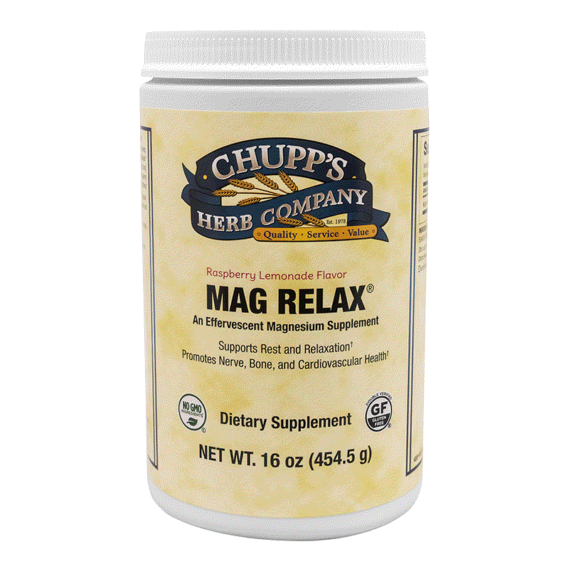 Chupp's Herb Company Mag Relax raspberry lemonade magnesium supplement for rest and relaxation support