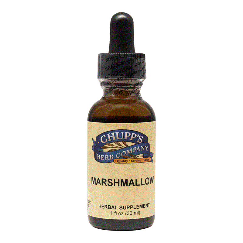 Organic Marshmallow Root herbal supplement dropper bottle 1 fl oz with 800 mg per serving