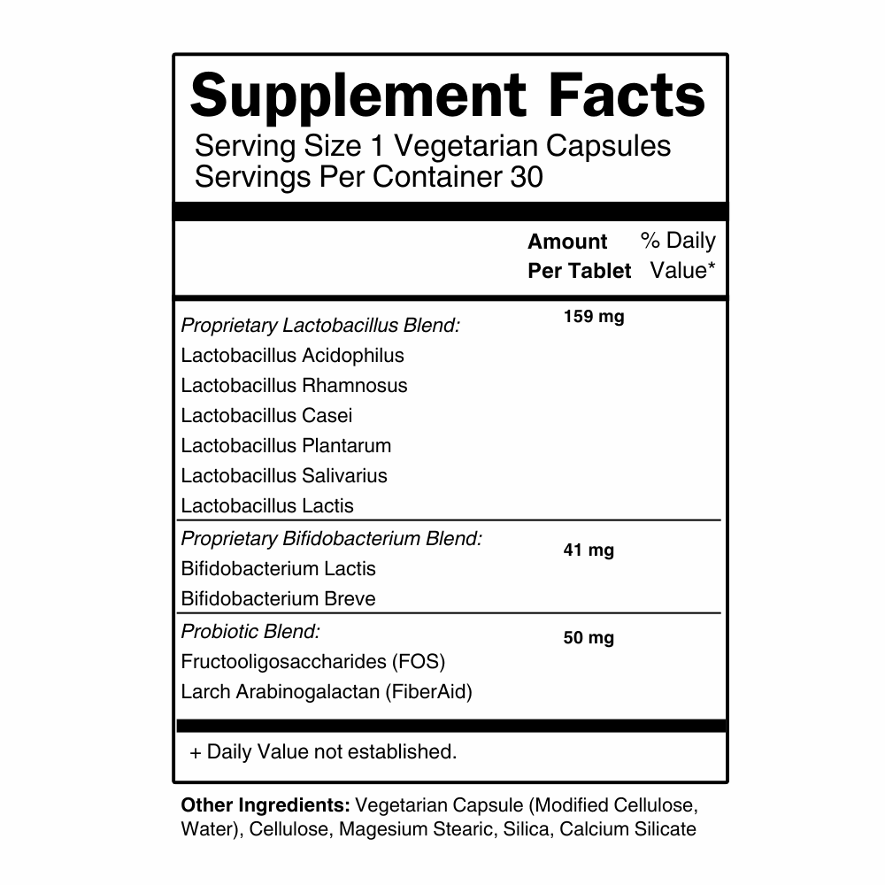 Probiotic Men's 50 Billion supplement facts label.