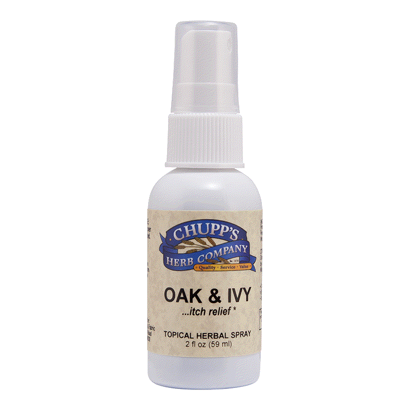 Topical herbal spray Oak & Ivy for soothing skin irritation and bug bite relief
