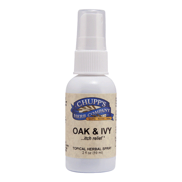 Topical herbal spray Oak & Ivy for soothing skin irritation and bug bite relief