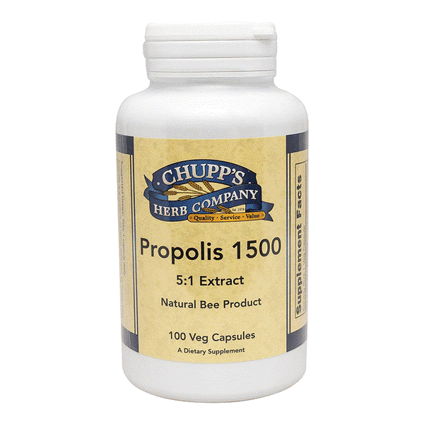 Propolis 1500 natural bee product 5:1 extract powder dietary supplement bottle with 100 vegetarian capsules