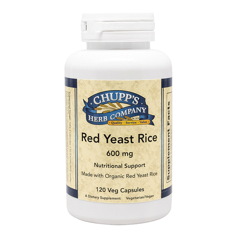 Chupp's Herb Company Red Yeast Rice 600mg vegan capsules for cholesterol support, 120 count bottle