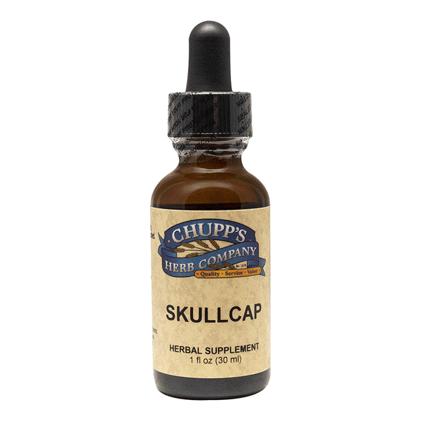 Organic Skullcap Herb herbal supplement bottle with dropper 30 ml