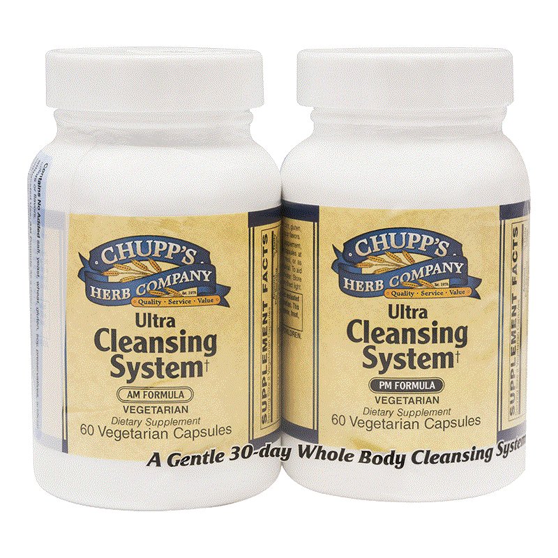 Chupp's Herb Company Ultra Cleansing System AM and PM vegetarian capsules 30-day whole body detox supplement