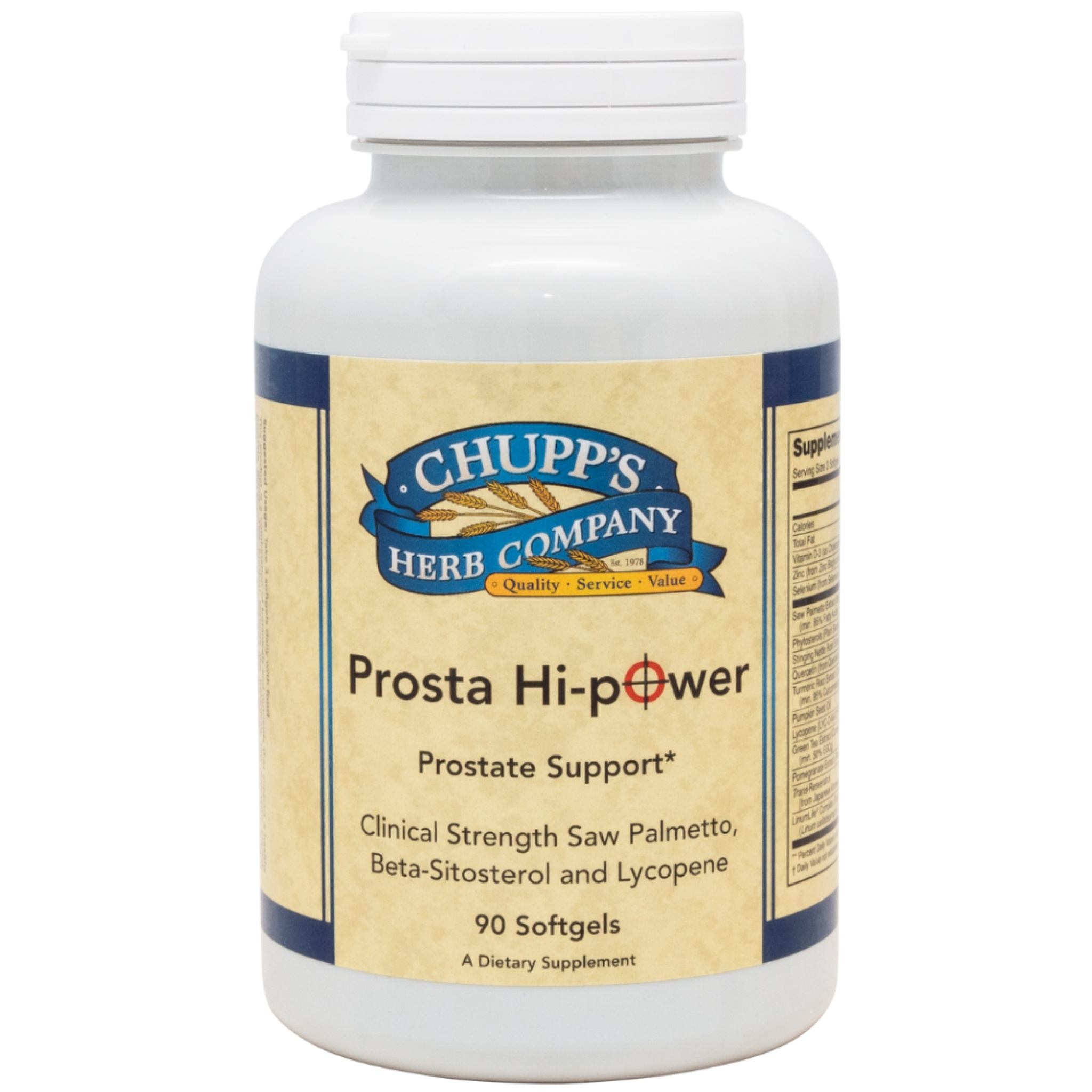 Prosta Hi-Power supplement bottle for prostate health support and hormonal balance.