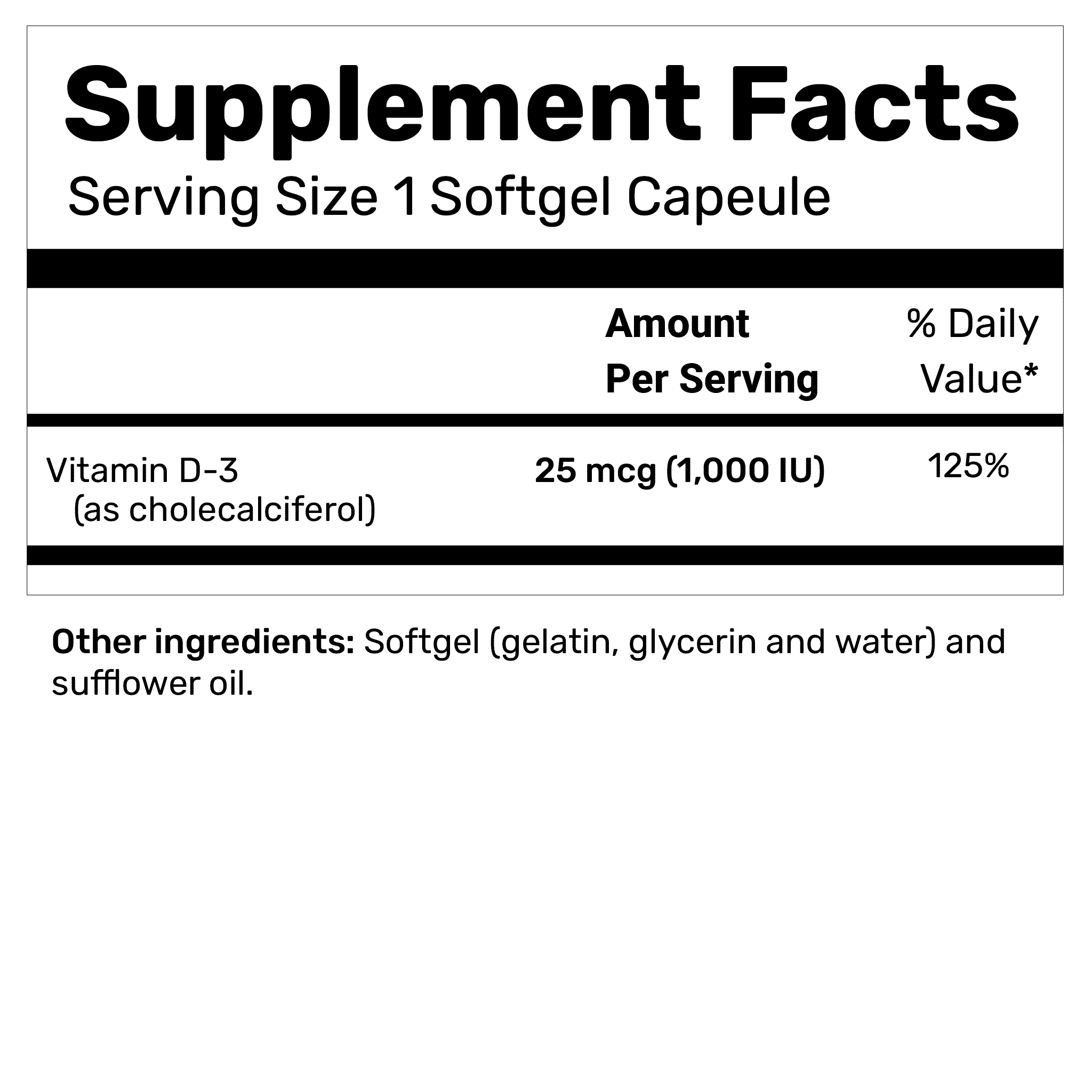 Vitamin D-3 25 mcg (1,000 IU)
