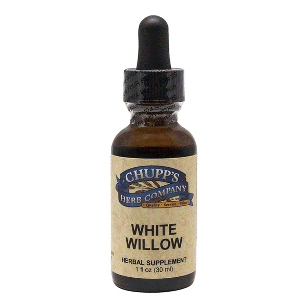 White Willow herbal liquid extract supplement for fever and headache relief in 1 oz bottle