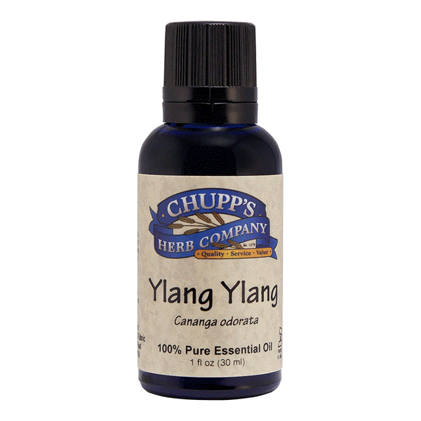 Ylang Ylang 100% pure essential oil bottle with calming floral scent for emotional support and heart soothing